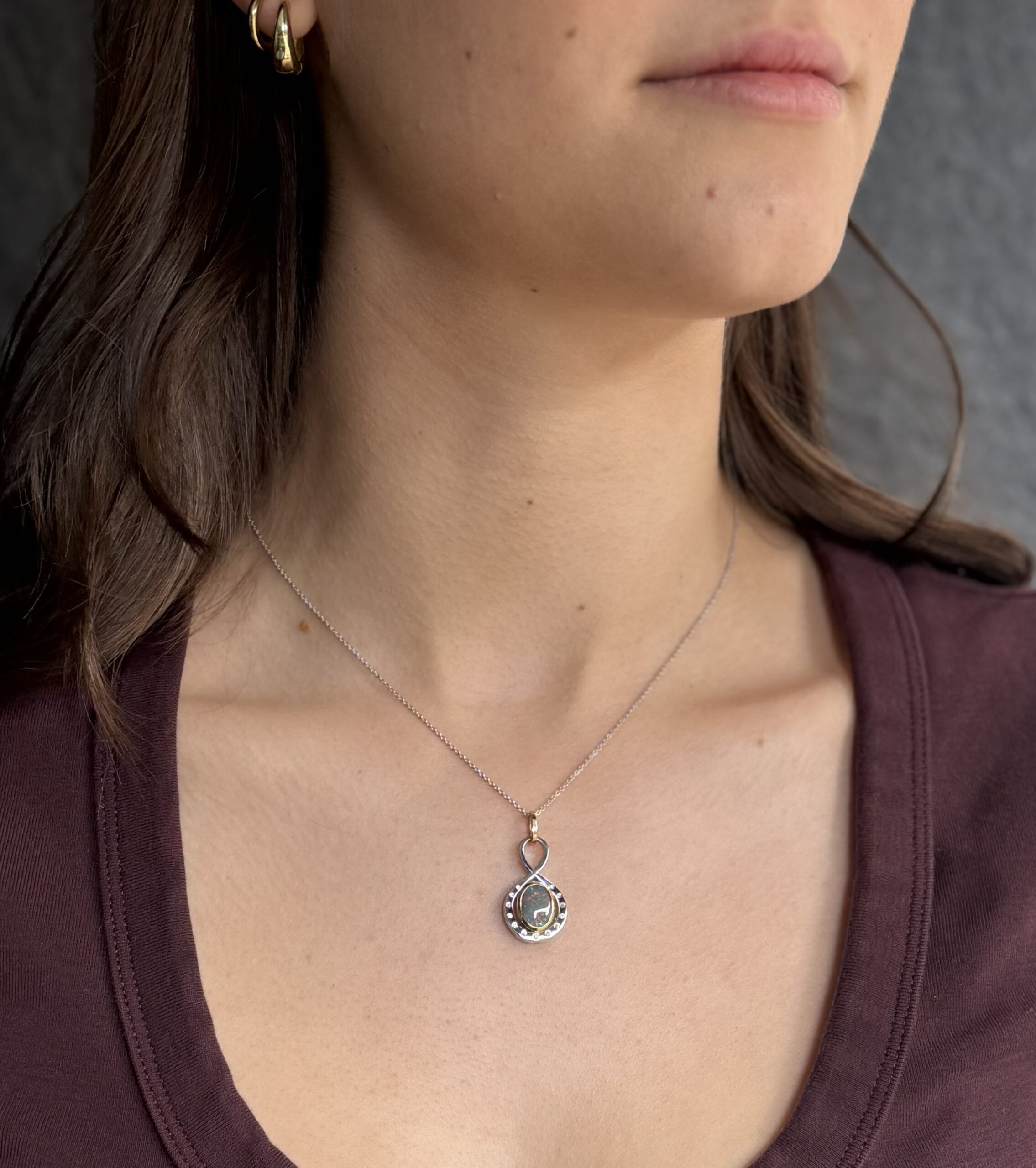 Black Opal and Diamond Pendant - Image 2