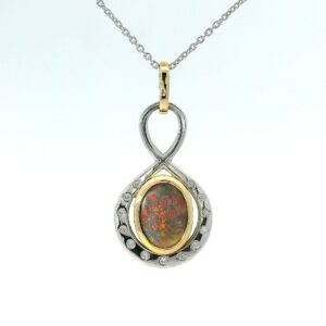 Black Opal and Diamond Pendant