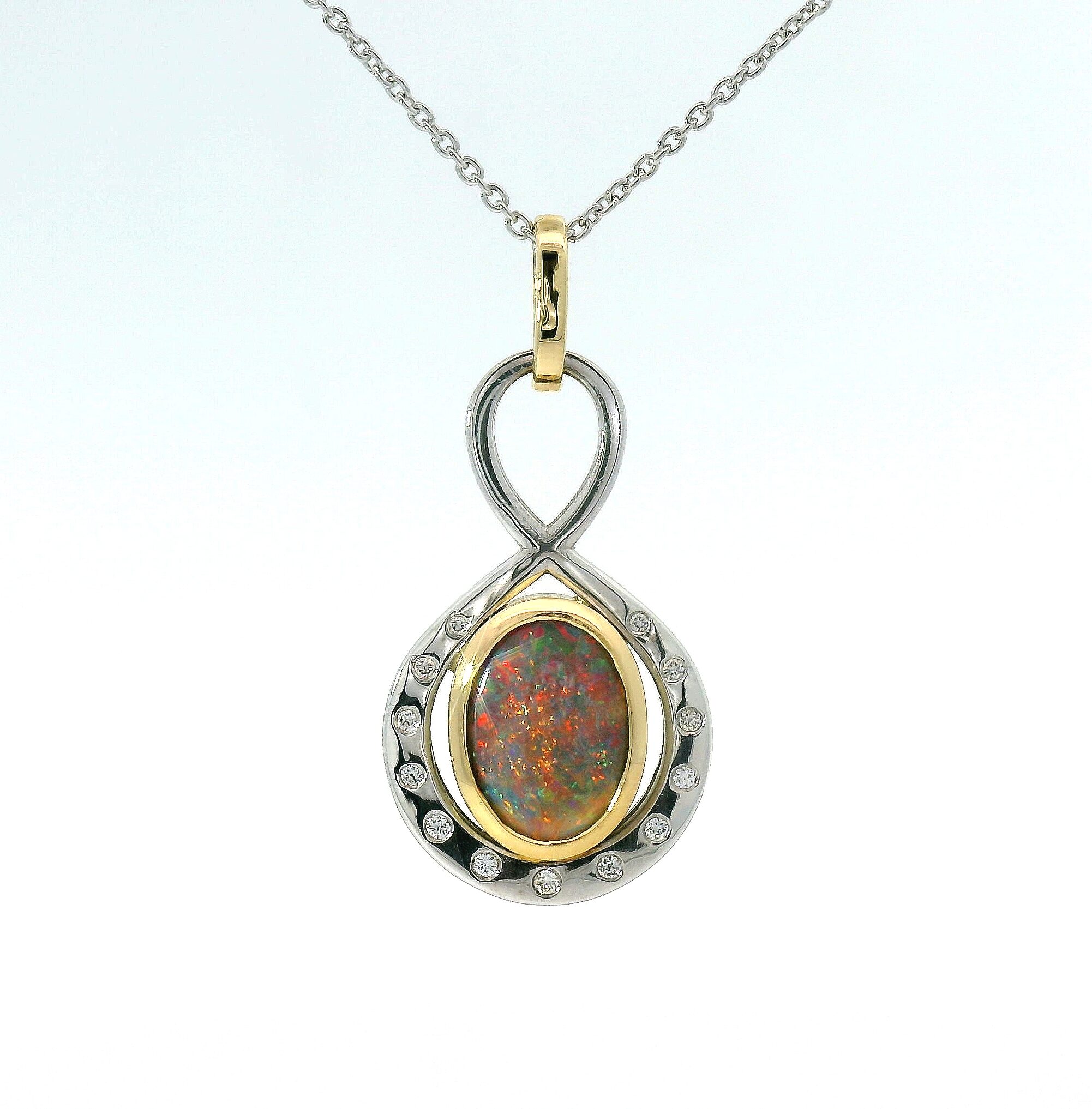 Black Opal and Diamond Pendant
